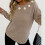 Women's Solid Floral Knit Sweater Round Neck Long Sleeve 6