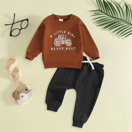 Toddler Boys Fall Outfit Set: Long Sleeve Sweatshirt + 1