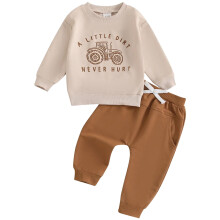 Toddler Boys Fall Outfit Set: Long Sleeve Sweatshirt +
