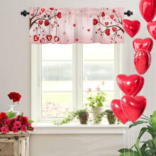 Love Tree Valance Curtain Red Heart Rod Pocket 54x18 in