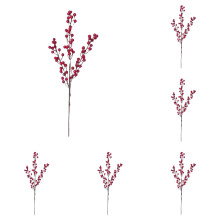 Artificial Red Berry Stems Christmas Holly 12 pcs
