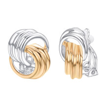 Spiral Clip-on Earrings for Women Gold/Silver Double Cross