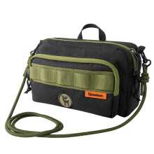 Qunature Sling Bag 2.5L Crossbody Bag Small Chest Shoulder Pack Waterproof Casual Fanny Pack Backpack Black + Green