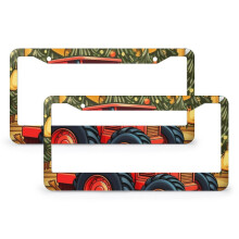 Cartoon Farm Tractor License Plate Frame 2 Pack Aluminum