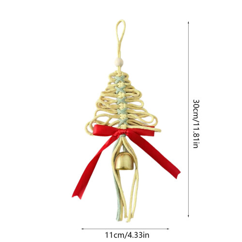 Rustic Woven Linen Christmas Ornaments Yellow 6-Pack 2
