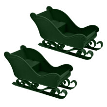 Christmas Glitter Mini Sleigh Figurines Green 7cm 2Pcs