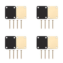 4X Gold Neck Plate with 4 Screws Replacement Part for Strat Electric Guitar