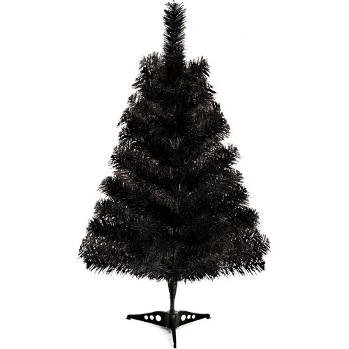 Mini Pre-Lit Black Artificial Christmas Tree 2 FT 1