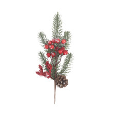 Red Berry and Pine Artificial Christmas Decor Stem 12 inch