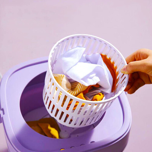Portable Washing Machine Purple 6.5L Foldable 3-Mode 2