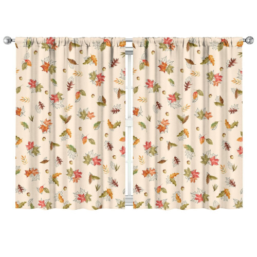 Pumpkin Pattern Kitchen Curtains Rustic 2 Pack 42x63 Inch
