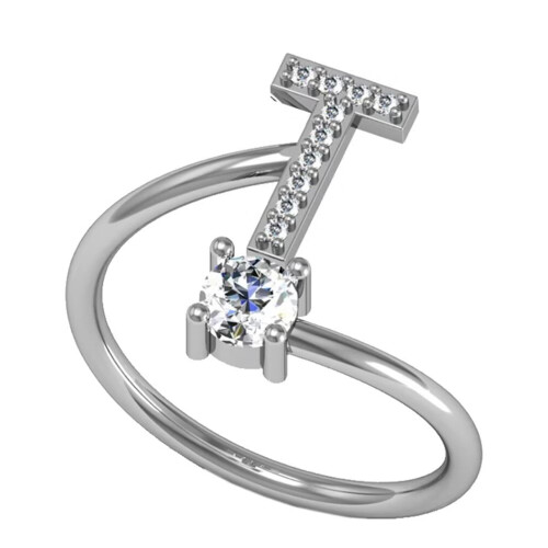 Women's Stainless Steel Initial Letter Ring Dainty Thin