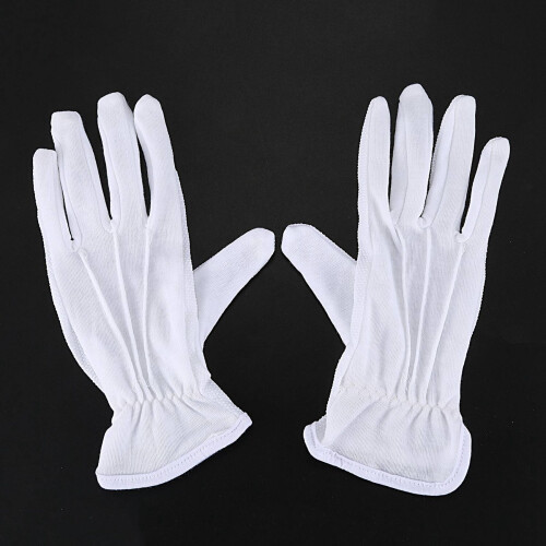 2 Pair Protective Anti-Slip White Cotton Work Driving Gloves 1
