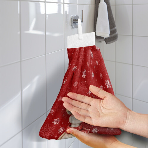 Christmas Deer Snowflake Kitchen Towels with Snap Button 1