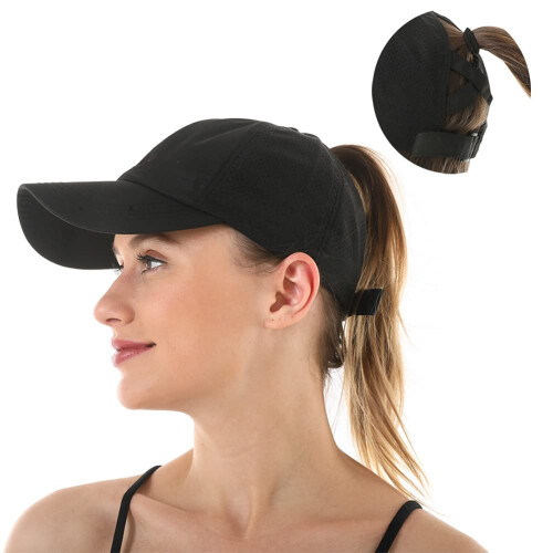 Quick-Dry Ponytail Baseball Cap for Women, Adjustable