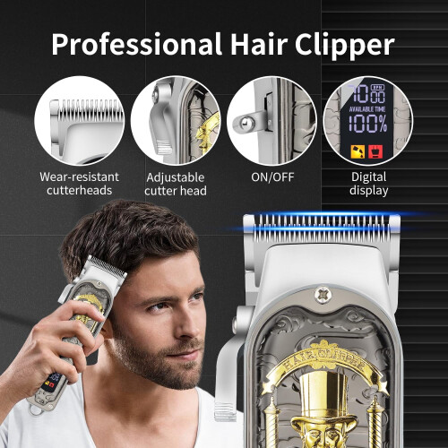 Professional Rechargeable Hair Clipper Set for Men Cordless 1