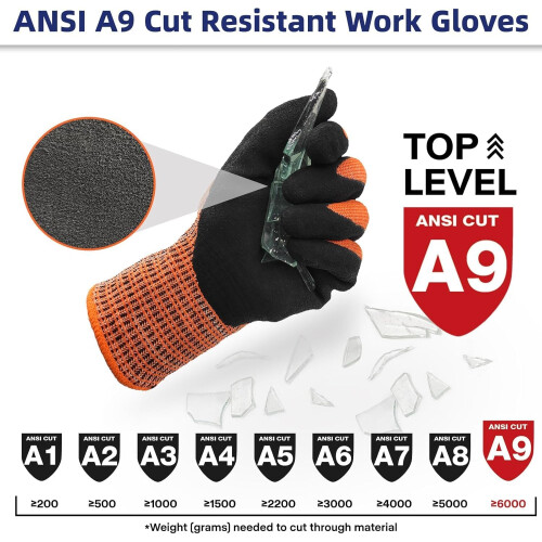 ProGuard PR3326 ANSI A9 Cut Resistant Work Gloves Orange L 1