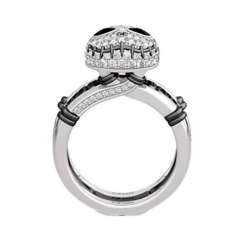 Black and White Zircon Ring Halloween Style 1