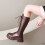 Women's Knee-High Gothic Lace-Up Boots Brown Size 7 6
