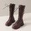 Women's Knee-High Gothic Lace-Up Boots Brown Size 7 8
