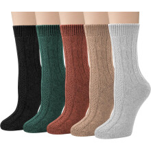 Women's Thermal Knit Crew Socks Winter Warm Calf-Length