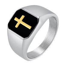 Men's Stainless Steel Cross Ring Gothic Style Gold Size 12