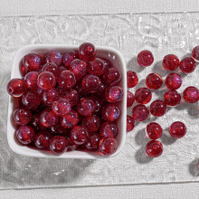Dark Red Resin Glitter Beads 0.39 Inch Dia 100 Pcs