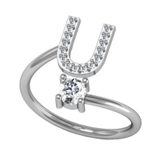 Women's Stainless Steel Initial Letter Ring Dainty Thin