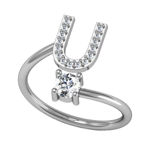 Women's Stainless Steel Initial Letter Ring Dainty Thin
