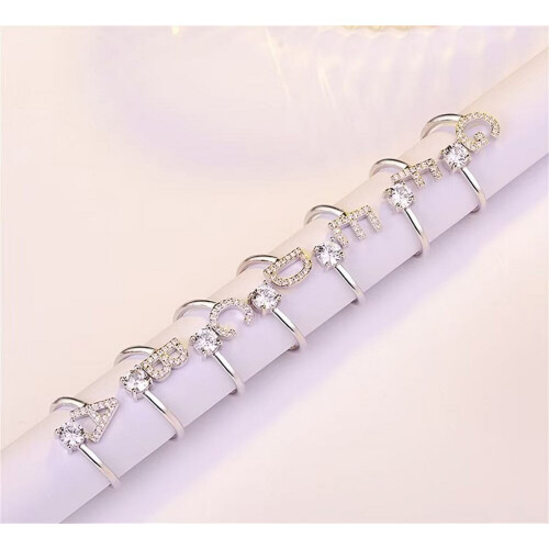 Women's Stainless Steel Initial Letter Ring Dainty Thin 1