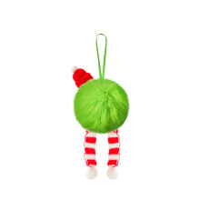 Lime Green Furry Christmas Ball Ornament Soft Shatterproof