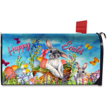 Easter Mailbox Cover Bunny Eggs Design Magnetic 21x18 Inch