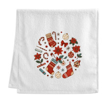 Christmas Poinsettia Hand Towel Cotton 15.5x29.5 Inch