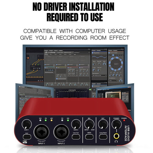 Audio Interface 24Bit 192KHz 2-Input for Guitar Recording 1