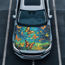 Car Hood Cover Universal Washable Golden Butterfly Print