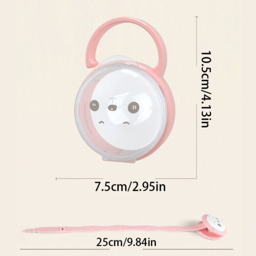 Baby Pacifier Case BPA-Free with Handle and Cover Pink 2