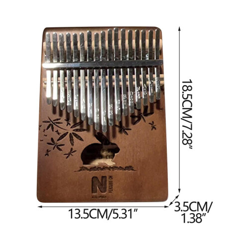 Kalimba Thumb Piano 17 Keys Solid Wood with Tuning Hammer 2