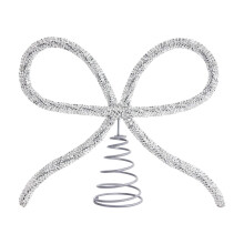 Silver Rhinestone Bow Tree Topper 6-inch