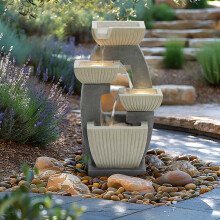 Charles Bentley Elbe 4 Tier Water Feature with LED Lights - Mains Powered