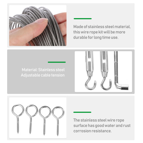 Heavy-Duty Wire Rope Kit Stainless Steel 1 Set 2