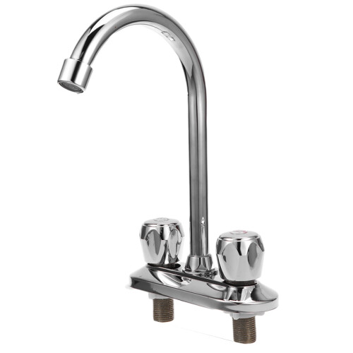 Copper Kitchen Faucet Dual Handle Silver Finish