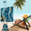 Beach Towel Bag Microfiber 70x140cm + Drawstring Backpack 3