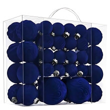 Velvet Shatterproof Christmas Balls Set Dark Blue 46 pcs 3