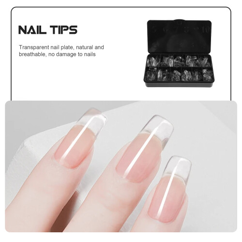 Pretyzoom Transparent Fake Nail Tips ABS Material 500Pcs 2