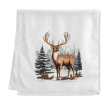 Elk Christmas Reindeer Hand Towel Cotton 15.5x29.5 Inch
