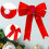 LED Christmas Wreath with Red Velvet Bows Red 1