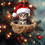 Grey Tabby Cat Christmas Ornament with Hat 6