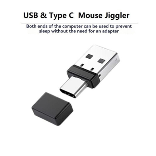 USB Type C 2 in 1 Mouse Jiggler Undetectable Mouse Shaker Automatic Mouse Mover for Computer Laptop Awakening White