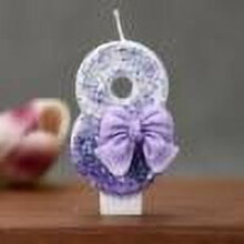 Qocolhg Birthday Candle Purple Glitter Bowknot 3.35 inch