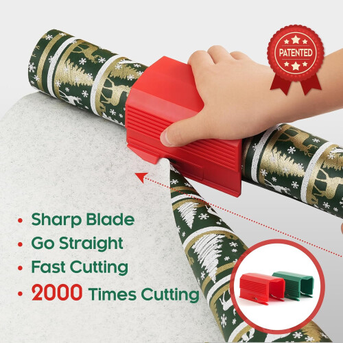 Christmas Wrapping Paper Cutter Set Red Green 2PC 1